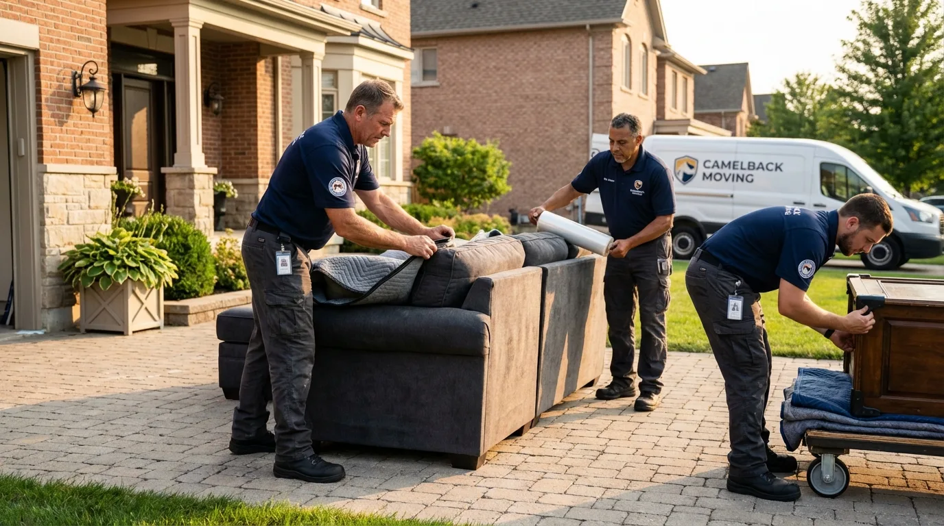 Large estate moving crew wrapping furniture in Osceola, AR