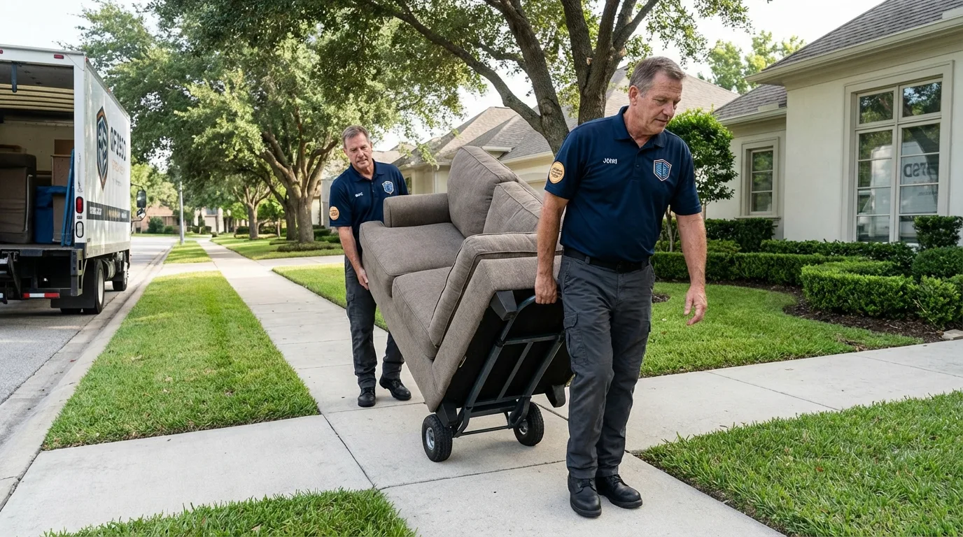 Local residential moving crew loading furniture in Osceola, AR